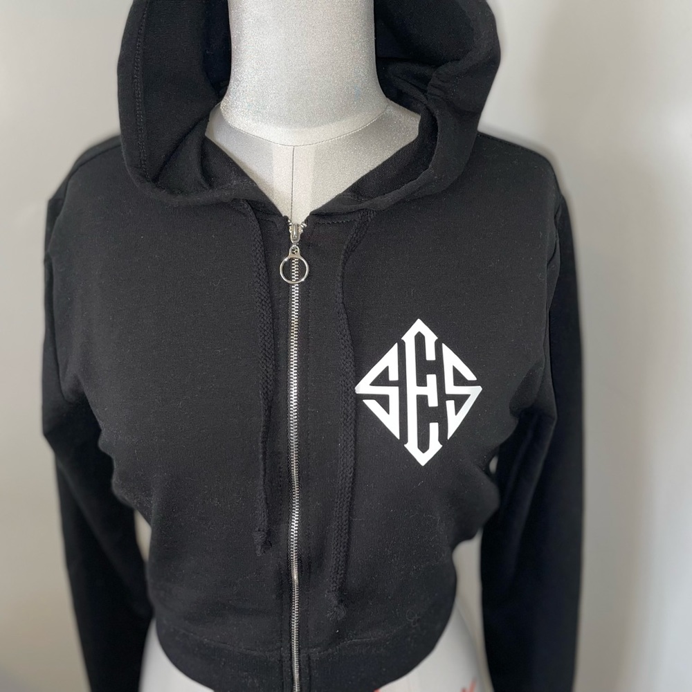 Ladies lightweight zip up sweater white hood